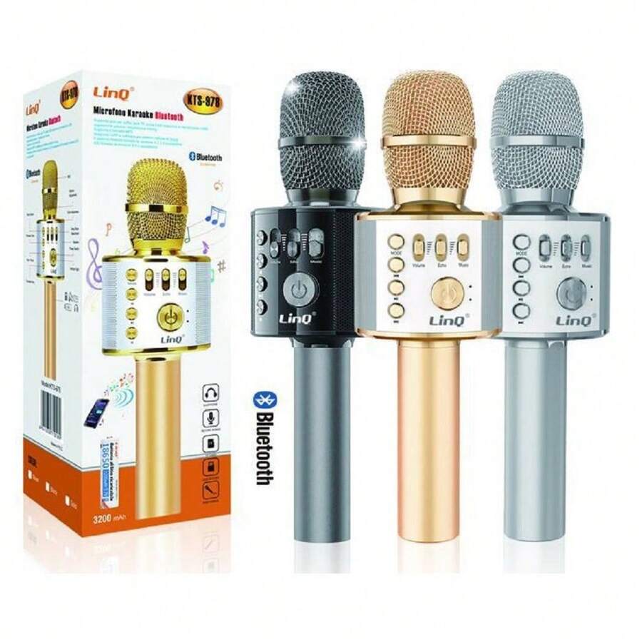 OISE ART STORE Microfono Portatile Wireless Bluetooth Karaoke Cassa Integrata Pulsanti Kts-978 - - Multicolore - Visualizzare 1