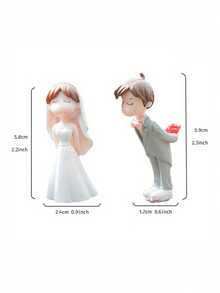 2pcs Resin Material Creative Modern Wedding Couple Decoration For Home, Cute Newlywed Decoration, Suitable For Table Decoration In Family, Wedding, Parties, And Meetings - Multicolor - View 9