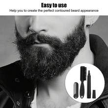 Men's Beard Pencil Kit Nylon Beard Brush Waterproof Sweat Proof 4 Tips Beard Filling PenBlack - Peine para barba + cepillo para barba - Ver 3