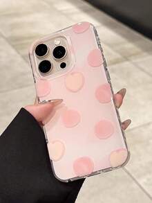 1 pieza Funda protectora de teléfono a prueba de golpes con cobertura completa y estampado de lunares en color rosa melocotón compatible con iPhone 11/12/13/14/15/16/17/Pro Max - Rosa - Ver 4