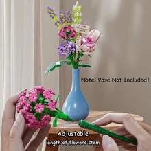 553片花束积木套装，迷你积木花束DIY装饰，仿真花，独特的家居装饰花卉积木玩具套装，母亲节、生日、情人节、周年纪念日的理想礼物 - 彩色 - 查看 7