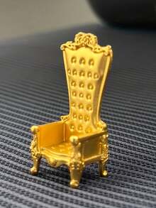 1 pezzo Statuetta in metallo dorato stile retrò del Trono della Regina, mini decorazione da scrivania per computer, decorazione per la casa - Mini - Visualizzare 3