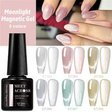 MEET ACROSS 1pc 7ml Moonlight Cat Magnetic Gel Nail Polish, Pink Semi Permanent Glitter Magnetic Gel UV/LED Needed Soak Off Painting Vanrish Design Manicure Nail Art DIY For Home And Salon Nail Supplies - 粉色 - 查看 4
