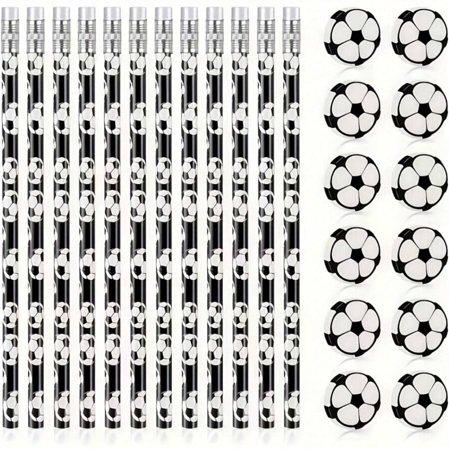 24支装木质HB铅笔套装，含12支铅笔和12块橡皮，适用于书写、绘画和素描。学校办公用品或高品质书写工具。 - 鉛筆套裝 - 查看 1