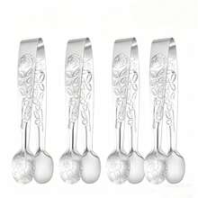 مجموعة مشابك تقديم صغيرة، ملقاط مكعبات السكر والثلج بنمط وردي من الفولاذ المقاوم للصدأ - مناسبة للحفلات، آمنة للغسل في غسالة الأطباق، مثالية للقهوة والمقبلات والحلويات والوجبات الخفيفة والحلوى، مثالية للبوفيهات والبارات وحفلات الشواء والفعاليات الكاترينج - - - مشاهدة 12