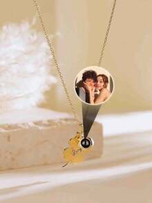 个性化宠物纪念照片投影项链，心形项链，可投影爪印和名字，宠物照片首饰，猫狗照片纪念项链，圣诞节万圣节惊喜礼物，送给家人和朋友的纪念礼物 - 多色-款式5 - 查看 9