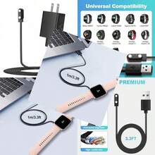 EGK Cargador de reloj inteligente con cable de carga USB magnético para Letsfit Willful YAMAY ID205L ID205U ID205S SW021 SW023 SW025 Umidigi Uwatch 3S 3 2 2S Urun Smartwatch - 3.3 pies - Negro688 - Ver 1