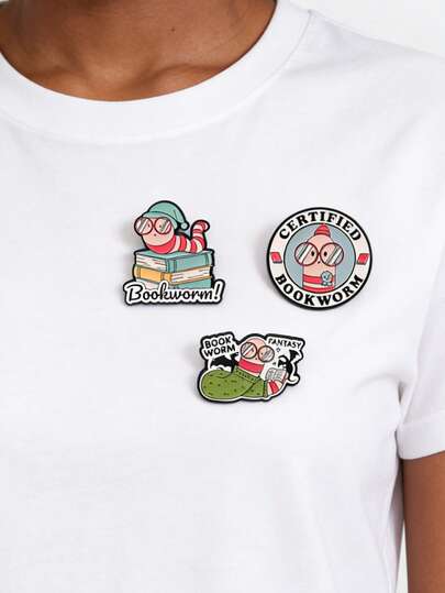 1Set Certified Bookworm Enamel Pin Book Worm Brooch Lapel Caterpillar Backpack Badge Book Lover Reader Jewelry Accessories