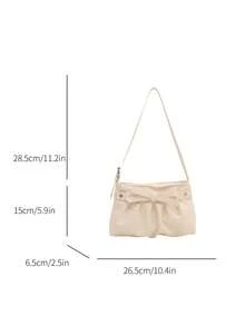 新款秋冬时尚百搭个性化褶皱蝴蝶结装饰女士手提包，优雅甜美风格，适合购物、作为钱包使用，也适合年轻女性、大学生、新婚夫妇、白领人士等。是办公室、学校、工作、商务、通勤、户外活动、旅行、郊游等各种场合的理想之选。 - 白色 - 查看 8