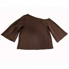 Autumn Outfit First Choice Asymmetrical Batwing Sleeve Asymmetrical Shoulder Top High-Waist Slimming Commuter Style Straight Leg Pants 2 Pieces Set - Coffee Brown - View 5
