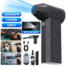 130,000 RPM Mini Turbo Fan, 3-Speed Adjustable Electric Duster, 52m/S Brushless Motor Handheld Blower, High-Performance Automotive Turbo Fan, Air Cushion Inflator, Pet Dryer, BBQ Blower - Multicolor - View 11