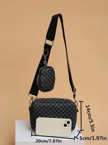 2pcs/Set Men Mini Crossbody Bag, Key Pouch, Retro Shoulder Bag, Camera Bag, Fashion Backpack, Perfect For Valentine's Day - Navy Blue - View 4