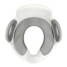 Toilettensitz WC-Sitz Töpfchen mit Anti-Rutsch PU Gepolstert Kissen inkl. Griff und Spritzschutz - gräulich-weiß - Übersicht 1