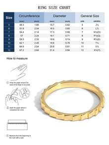 Charm-In Nhẫn bản rộng mạ vàng, thiết kế hình học tối giản hiện đại, phù hợp đeo hàng ngày và công sở, món quà lý tưởng cho phụ nữ. - Vàng - Xem 4