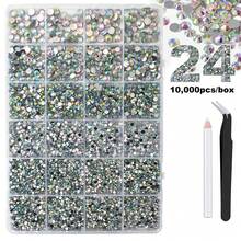 Bộ 3 viên đá trang trí móng tay hình tròn, đính kèm đá resin 24 khe, màu AB huỳnh quang, phụ kiện tự làm móng. - Nhiều màu - Xem 15