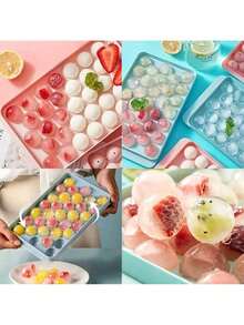 33孔粉色圆形冰格，光滑防尘球形冰模，适用于威士忌、咖啡、茶、饮料，家用厨房、酒吧，冰块冷却工具，情人节、毕业礼物 - 彩色 - 查看 7