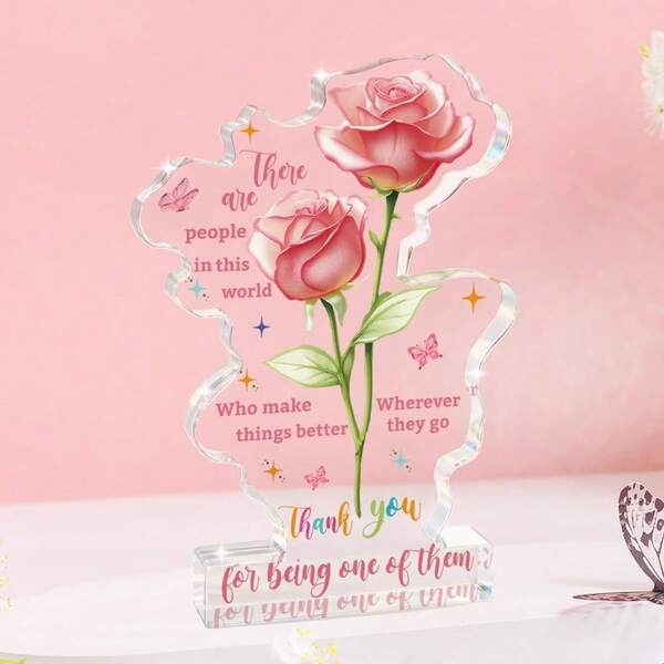 Thank You Acrylic Office Gifts For Friend Women, Goodbye Affirmations Flower Shape Acrylic Sign, Inspirational Gifts, Office Gift, Graduation Thank You Gifts For Women Nurse, Teacher, Boss, Coworker