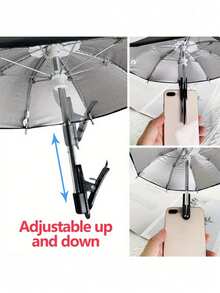 1/2pcs Mini Portable Sunshade Umbrella With Universal Clip Holder, Outdoor Sun Protection For Phones, Kindle, Navigation Devices, Anti-Glare Phone Screen Cover, Rain & Sun Proof, Essential For Travel - Multicolor - View 5