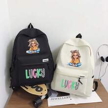 Lucky Girls Casual Large-Capacity Backpack, Ins Style Fashionable Boys And Girls, Korean Version Simple College Student Schoolbag, Travel Backpack Back To School Supplies Stationery Supplies Sprayground Backpack,Essentials Office Supplies Valentine's Day Gifts - Multicolor - View 1