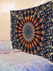 1pc Bohemian Mandala Pattern Tapestry, Large Size Decorative Hanging Cloth, Home Decor, Holiday Gift, Party Decoration, Live Streaming Background, Suitable For Living Room And Hotel, With Installation Bag (Accessories Included) - Multicolor - View 5