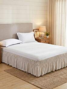 1件荷叶边床裙，简约经典日常使用，舒适透气的涤纶面料，四季皆宜，适合卧室装饰 - 米灰色 - 查看 8