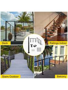 Tuspuzz Cable Railing Post Level Deck Stair Post 36  0.98 1.97   Cable Handrail Post Stainless Steel Brushed Finishing Deck Railing Pre-Drilled Pickets With Mounting Bracket Stair Railing Kit Black - Black - View 7