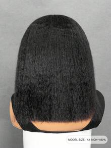 OQ Hair 200% Density 8-14 Inch M-Cap Wear Go Glueless Wig Silky Kinky Straight Bob 9x6 Transparent Lace Frontal Wig Pre Bleached Tiny Knots Wig Natural Color Pre Plucked Hairline Valentines Gifts No Glue Needed Beginner Friendly Durable & Long-Lasting Lightweight Cap All-Day Comfort Minimal Shedding For Daily Use Office For Women - SNatural - View 4