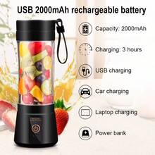 Black Ultra-Portable Compact Cordless USB Rechargeable Personal Blender - 380ml Capacity, 15000RPM High-Speed Motor With 6 Powerful Blades For Silky Smoothies & Shakes - Ideal For On-The-Go Picnics, Gym Sessions, And Outdoor Adventures - 黑色MINI - 查看 5