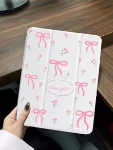 1pc Customized Butterfly Flower Text Tablet Case, Compatible With Ipad 10th/11th/10.2/10.5/Air4/Air5/10.9/Pro11/Air 11-In.(M2)-2024/Pro 11-In.(M4)-2024/ Air 11-Inch (M3) 2025/ (A16) 11 Inch 11th Generation 2025 Mini6/Mini7/Air1/Air2/9.7/Tab A8 10.5 Inch 2022, Minimalist/Elegant/Creative/Personalized Design, Slight Color Difference, Pen Slot Cannot Charge Directly - Multicolor - View 3
