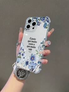 1pc Fashion Creative Floral & Letter Transparent TPU Shockproof Phone Case, Suitable For Apple XS/XS Max/XR/11/12/13/14/14 Plus/15/15 Plus/16/16 Plus/17, Can Be Given As Holiday Gift For Boyfriend/Girlfriend - Clear - View 1