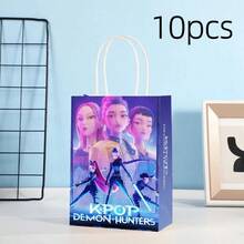 10pcs Cartoon Anime K-Pop Theme Gift Bags, Anime Character Pattern Merchandise, Suitable For Birthday Party, Theme Party And Candy Packaging - Girls - View 12