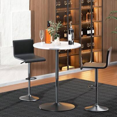 23.5'' Round Adjustable Height Wood Bar Pub Table Adjustable Range 27.5"-36" Living Room Dining Room Bar Cocktail Table