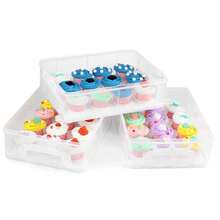 Gr8 Home 3 Tier Stackable Cupcake Carrier Box Muffin Cake Holder Plastic Clear Container - Clear - View 3