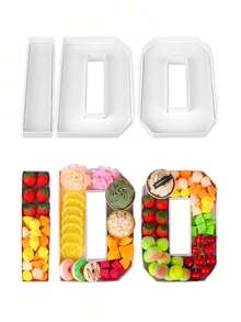 1个白色26字母和0-9数字形状纸托盘，手工创意盒，适合婚礼派对用品，可盛放蛋糕、巧克力、糖果、鲜花和水果，适合节日派对、毕业典礼、婚礼、婴儿派对、周年纪念日、圣诞节、情人节、新年、生日派对装饰和摄影道具。 - 彩色 - 查看 4