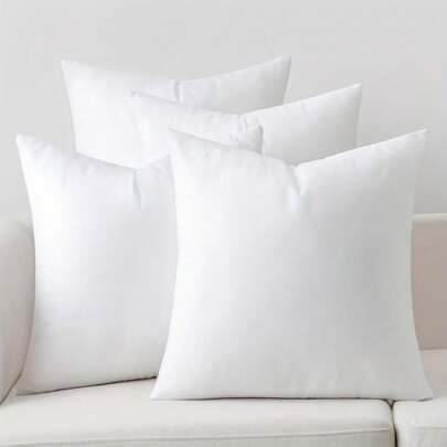 1/4 Piece Soft And Fluffy White Square Filling, Pillow Insert For Cushions, Low-Allergenic 100% Fiber Pillow Form, Machine Washable, Suitable For Living Room, Bedroom, Sofa, Office, Room Decoration, Outdoor Terrace Decoration; Christmas Gift