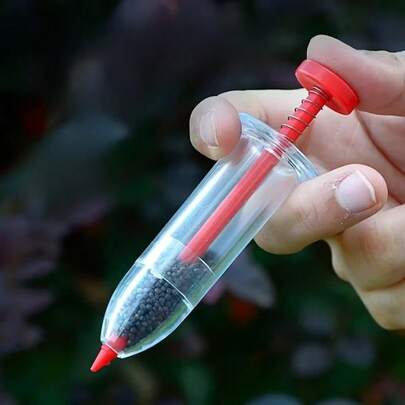 1pc New Manual Handheld Seed Planter With Transparent Tube And Ergonomic Handle - A Portable Lawn And Garden Seed Spreader Suitable For Pots And Lawns. Made Of Durable Plastic, This Precise Seeding Tool Is Great For DIY Gardening And Small-Scale Planting.