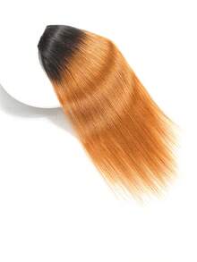 16inch Ombre Auburn Brown One Piece U-Shaped Straight Clip-In Hair Extensions T1B99J Remy Human Hair Clip In Extensions One Piece Straight Weft 14-22 Inch Instant Volume Hair Easy Clip On Application Hair Pieces With 5 Clips - Multicolor - View 5