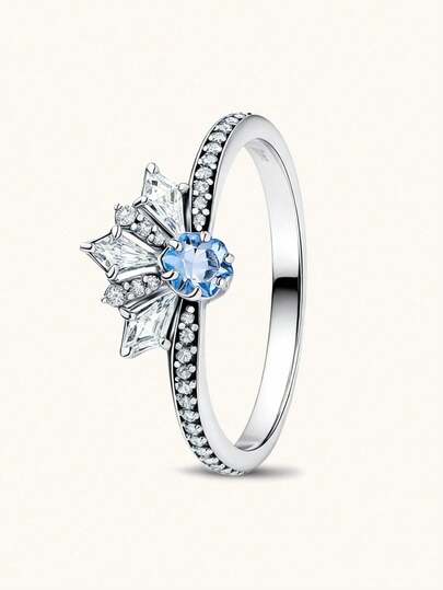 1 Pc Silver Ring Jewelry,Flicker Crown Ring, Luxurious And Unique Ring, For Lady Wedding,Banquet,Gifts For Girls Daily Life Decor