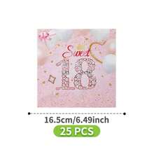 18th Birthday Rose Gold Rhinestone Disposable Plate, Napkin, Cup Set, Serves 8 Guests, Suitable For Birthday, Wedding, Party, Family Picnic - Multicolor - View 8