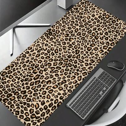 1pc XXL Leopard Print Gaming Mouse Pad - Large Desk Mat With Non-Slip Rubber Base And Durable Stitched Edges, Smooth Surface For Optimal Performance - Suitable For Home, Office And Gamers