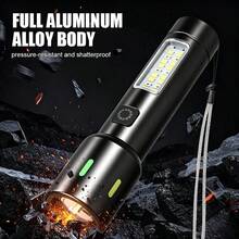 1pc Telescopic Zoom Dual-Light-Source Outdoor Flashlight - Type-C Charging, Super Bright & Long Endurance - Style a - View 11