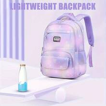 Girl's Backpack With Lunch Box, Suitable For Middle/Elementary School Students, Tie-Dyed Snowflake Design Backpack Set With Lunch Bag, Casual & Unique - Pink - View 8