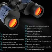 Binoculares Telescopio de Impermeable con Bolsa de Transporte, Alcance Visible Hasta 3000 Metros, Prismáticos Profesionales de Alta Definición 80*80 para Observar, Viajes, Caza, Juegos de Fútbol - negro - Ver 4