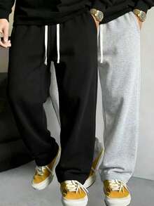 Men's Solid Color Simple Knit Pants, Suitable For Sports And Casual Wear, Fashion Versatile, Comfortable To Wear. Women Can Give It As A Gift To Their Boyfriend Or Husband. - Black - View 11