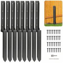 GCCSJ Fence Post Repair Kit 2/4/8 Pack – Heavy Duty 33.5 Inch Steel Anchor Ground Stakes, One-Piece Spike For Leaning Or Broken Wooden Fence Repair, Rust Resistant Fence Post Support For Quick Fix (Black) - 8-pack - View 10
