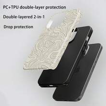Funda de teléfono 2 en 1, con imagen de líneas abstractas, protección 3D completa, superficie mate a prueba de polvo, función de amortiguación integrada, color duradero, tacto suave, diseño de impresión de cobertura total. Compatible con phone17/16/15 pro/promax/plus/14/13/12/11/galaxy S21/22/23/24/25 PLUS/ULTRA - Blanco - Ver 5