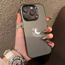 Moon Design Mirror Phone Case It Is Compatible With IPhone 17/16/15/14/13/12/157 Pro Max/Pro/Plus Models. It Features A Stylish And Minimalist Design And Provides Shockproof And Abrasion-Resistant Protection. - 黑色 - 查看 3