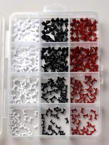 12 pièces Ensemble de boîte de décorations d'ongles en résine avec nœuds de tailles et couleurs assorties - Multicolore - Voir 6
