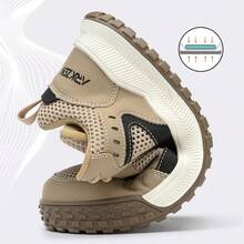 Men's Safety Shoes, Lightweight Work Shoes Plus Size, Low-Top Breathable Steel Toe Shoes, Anti-Slip Anti-Crush Steel Toe Shoes, Outdoor Lace-Up Hiking Shoes, Industrial & Construction Protective Shoes, Spring/Summer Mesh Breathable Work Shoes - 米色 - 查看 6