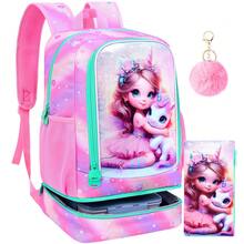 2-In-1 Girls' Backpack, 17" Elementary School Backpack & Lunch Box - Cute Cat Print, Pink - Backpack - View 11